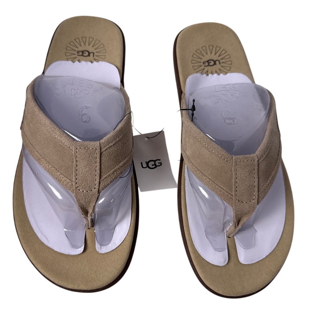 UGG Seaside Thong Flip Flop Sandals Mens 9D‎ Suede Dune Slip On NWT